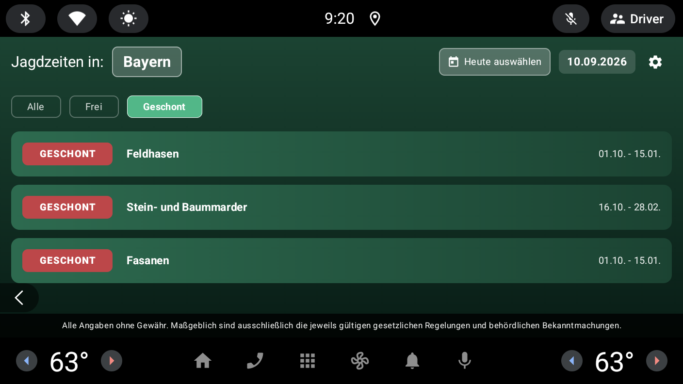 Auto Jagdzeiten screenshot 2